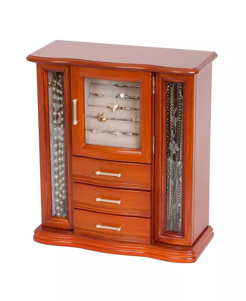 The Richmond Walnut Finish Wooden Jewelry Organizer