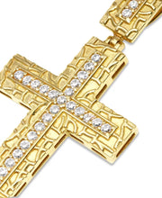 [10K, 1/4 Ct. T.W.] Gold Diamond Textured Cross Pendant