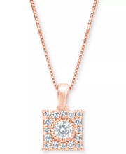 Diamond Square Halo 18" Pendant Necklace (1/3 Ct. T.W.) in 14K White, Yellow or Rose Gold