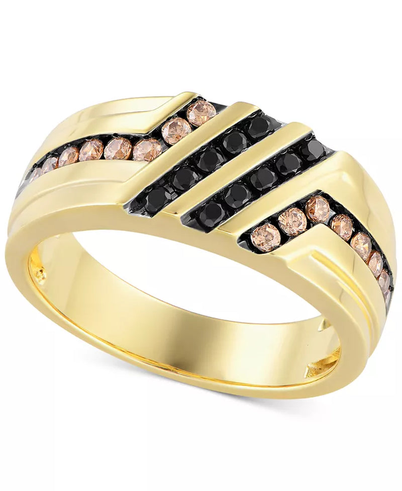 [10K, 1/2 Ct. T.W.] Gold  Black & Brown Mens Diamond Ring