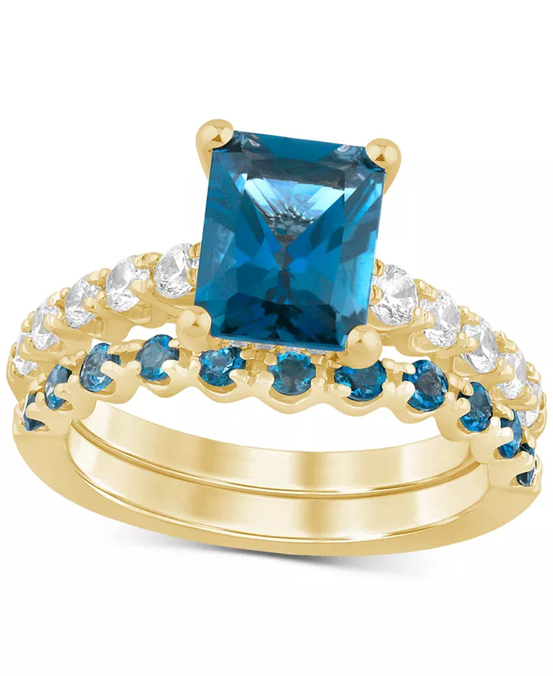 London Blue Topaz (2-3/4 Ct. T.W.) & Diamond (1/2 Ct. T.W.) Bridal Set in 14K Gold