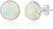 Roped Halo Gemstone round Stud Earrings