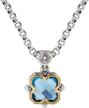 [18K] Yellow Gold Sterling Silver With Blue Spinel & White Sapphire Anthos' Pendant