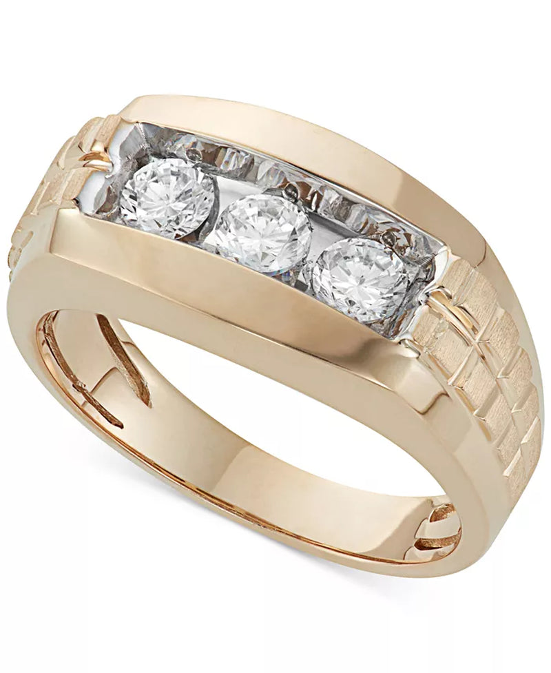 10K, 1 Ct. T.W.] Gold Men's Diamond Trinity Ring