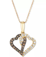 [14K, 1/5 Ct. T.W.] Yello White Chocolate Diamond & Nude Diamond Interlocking Heart Pendant Necklace