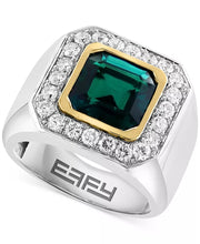 [14K, 2-7/8 Ct. T.W.] Two-Tone Gold Lab Grown Emerald & Diamond  Halo Ring in 