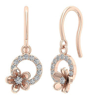 [14K, 0.40 Ct] Rose Gold Circle Hoops Earrings With Round Diamond