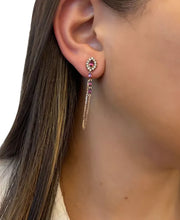 [14K] Rose Gold Chocolatier Raspberry Rhodolite (3/4 Ct. T.W.) & Chocolate Diamonds (3/8 Ct. T.W.) Linear Drop Earrings