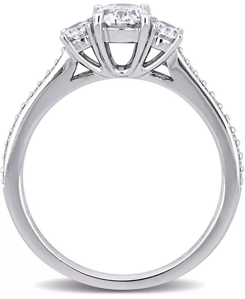 Diamond Oval Three Stone Engagement Ring (1-1/10 Ct. T.W.) in 14K White Gold