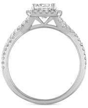 [14K, 1-1/3 Ct. T.W.] White Gold Certified Diamond Halo Engagement Ring