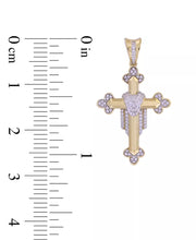 [10K, 1/3 Ct. T.W.] Gold Diamond Pavã© Ornate Cross Pendant