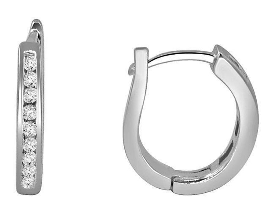 Natural Diamond 14K White Gold Hoops Earring