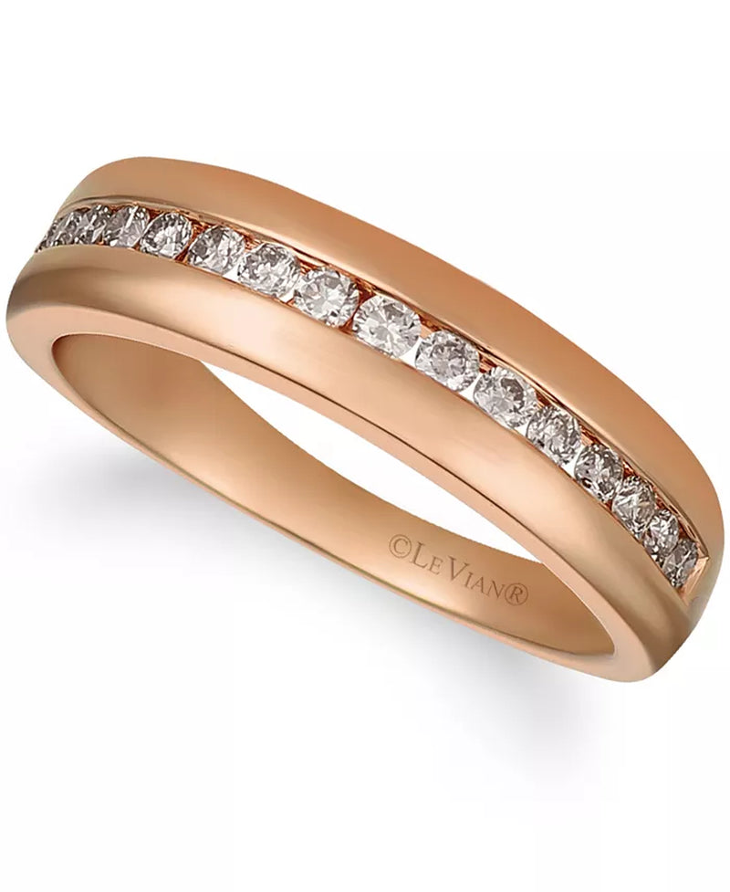 [14K, 1/2 Ct. T.W.] Men's Rose Gold Nude Diamond Band