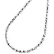 10K White Gold 3.25Mm Semi Solid Diamond Cut Rope Link Chain Necklace 18 Inch