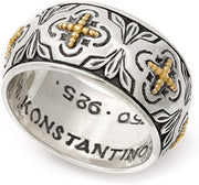 [18K] Gold & Sterling Silver Grecian Band Ring