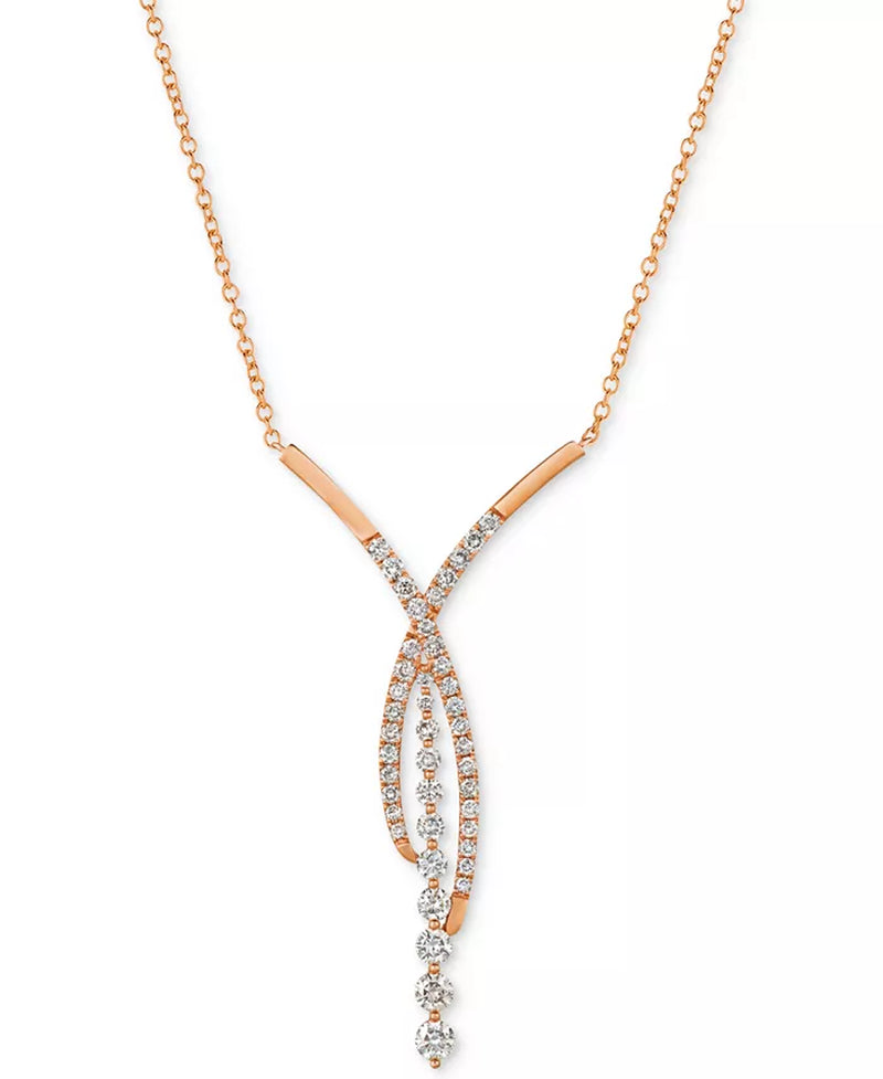 [14K, 1-5/8 Ct. T.W.] Rose Gold Fancy 18" Diamond Statement Necklace