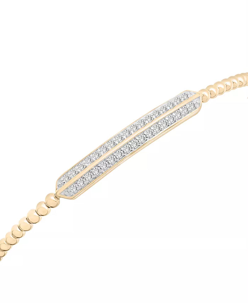 [1/5 Ct. T.W.] 14K Gold-Plated Sterling Silver Diamond Bar Cuff Bangle Bracelet