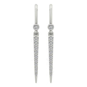 [14K, 0.30 Ct] White Gold Prong Bezel Chandelier Earrings With Round Diamonds