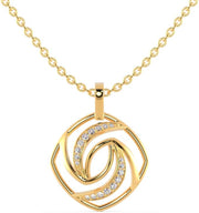 [14K, 0.18 Ct] Moon Style White/Yellow/Rose Gold Natural Diamonds Pendant