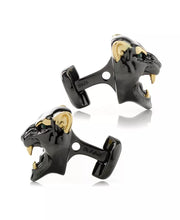 Sterling Silver Black & Gold-Tone Panther Cufflinks