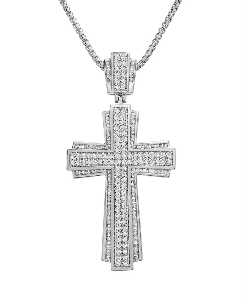 [14K, 1 Ct. T.W.] Gold-Plated Sterling Silver Cross Pendant