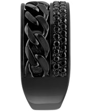 [1 Cttw] Mens Spinel Pavé Chain Link Ring in Black Pvd-Plated Sterling Silver