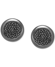 [1/3 Ct. T.W.] Men's Black Rhodium-Plated Sterling Silver Diamond Circle Cluster Stud Earrings