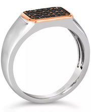 [14K, 1/3 Ct. T.W.] Men's Rose Gold Diamond Ring in Sterling Silver