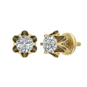 [14K, 0.30 Ct] Solitaire Studs Natural Diamond With Six Prong