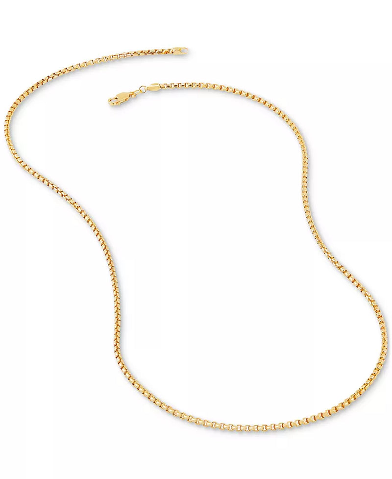 [14K] Gold Men's Box Link 22" Chain Necklace