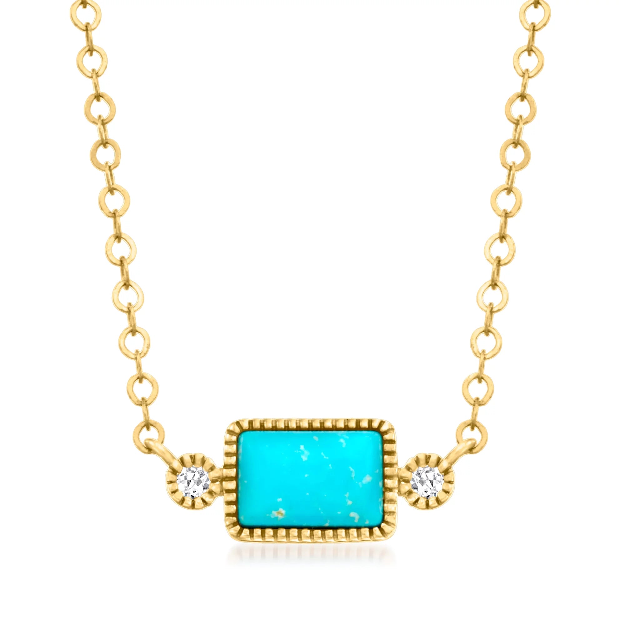 by  Turquoise Necklace with Diamond Accents in 14Kt Yellow Gold, Women'S, Adult