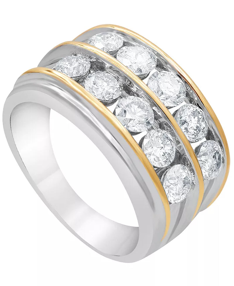 Men'S Diamond Two Row Band (3 Ct. T.W.) in 10K Gold & White Gold