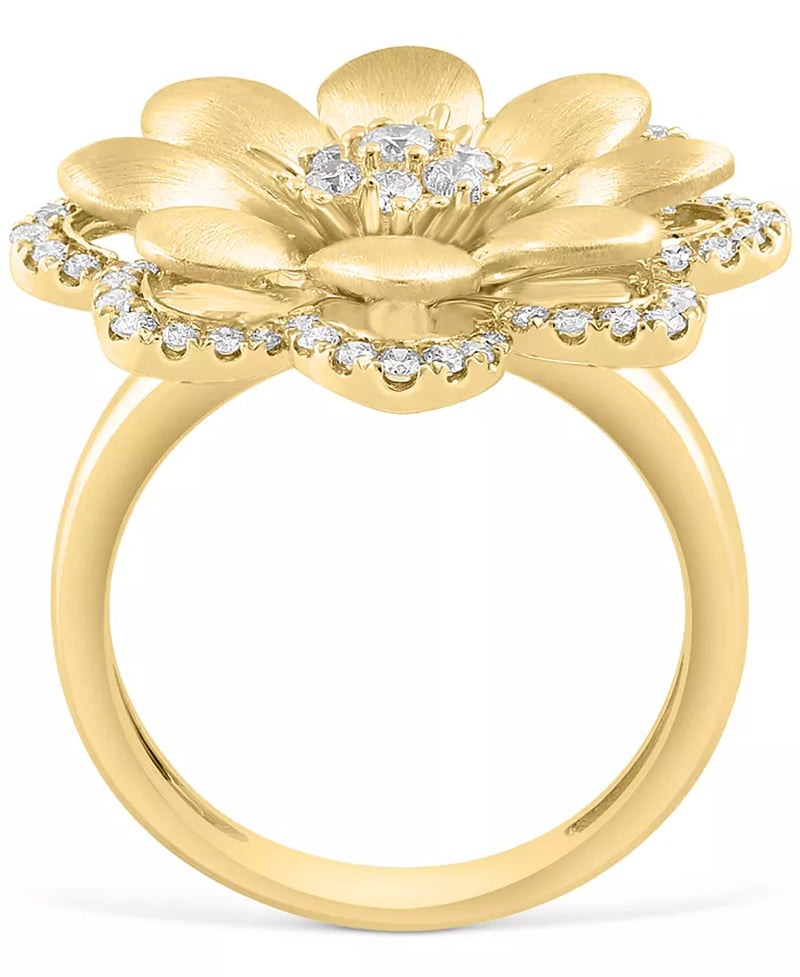 [14K, 5/8 Ct. T.W.] Gold Diamond Flower Statement Ring