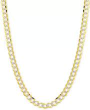 [14K, 5-3/4Mm] Solid Gold & White Gold 20" Two-Tone Open Curb Chain Necklace