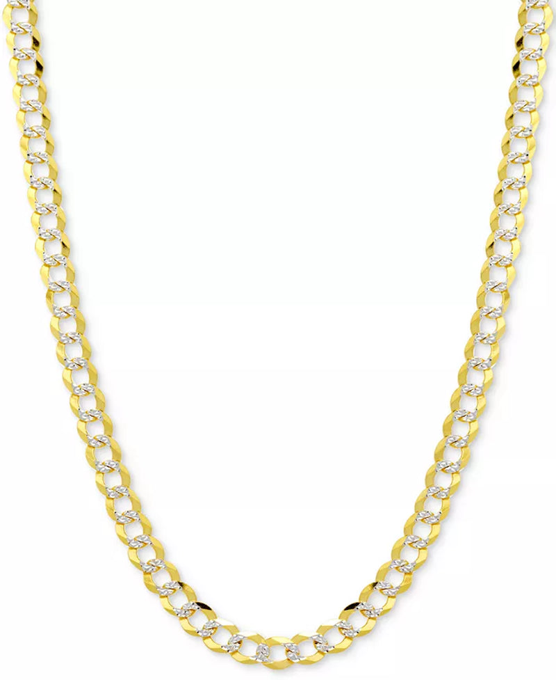 [14K, 5-3/4Mm] Solid Gold & White Gold 20" Two-Tone Open Curb Chain Necklace