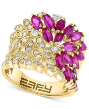 [14K] Gold Ruby (2-1/3 Ct. T.W.) & Diamond (2-1/3 Ct. T.W.) Marquise Floral-Inspired Cluster Ring