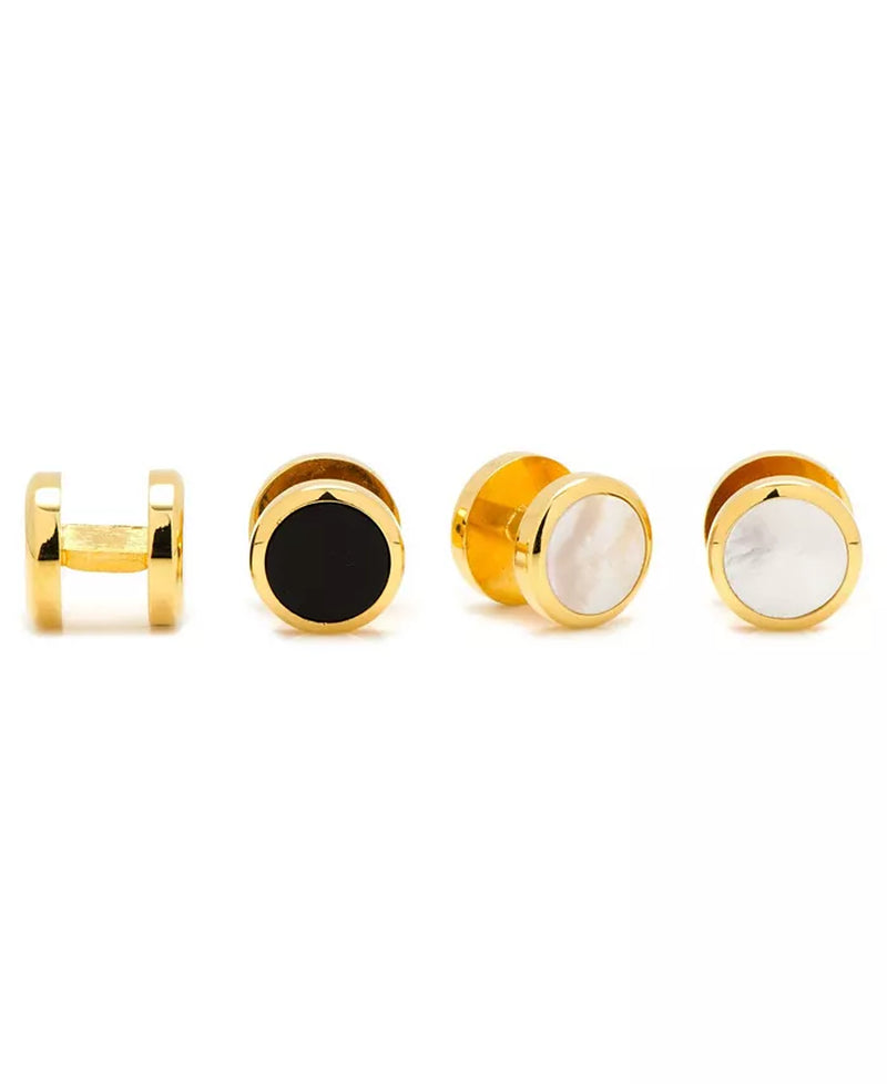 Double Sided round Beveled Cufflink and Stud Set