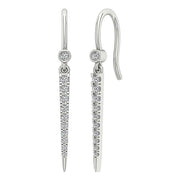 [14K, 0.30 Ct] White Gold Prong Bezel Chandelier Earrings With Round Diamonds