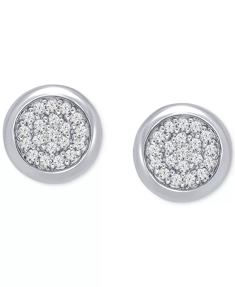 [1/3 Ct. T.W.] Men's Black Rhodium-Plated Sterling Silver Diamond Circle Cluster Stud Earrings