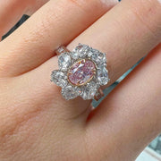 [18K, 2.71 Ct.] White & Rose Gold Classic Light Pink Diamond Engagement Ring