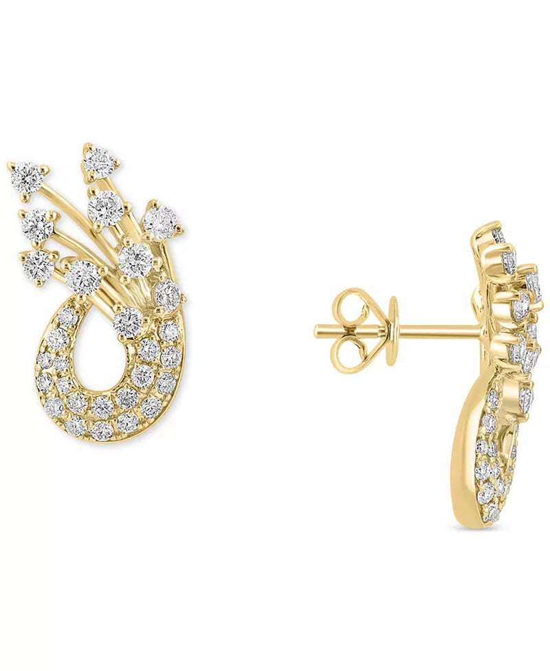 [14K, 1-1/3 Ct. T.W.] Gold Diamond Spray Drop Earrings