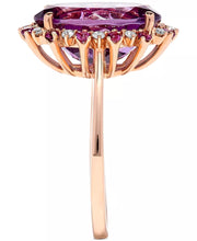 [14K] Rose Gold Amethyst (5-3/4 Ct. T.W.) & Diamond (1/8 Ct. T.W.) Oval Halo Ring