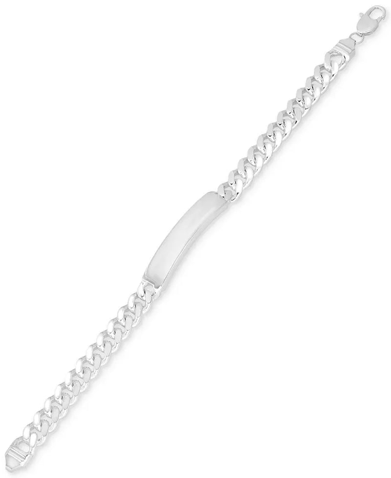 Men's Sterling Silver Cuban Chain ID Bracelet