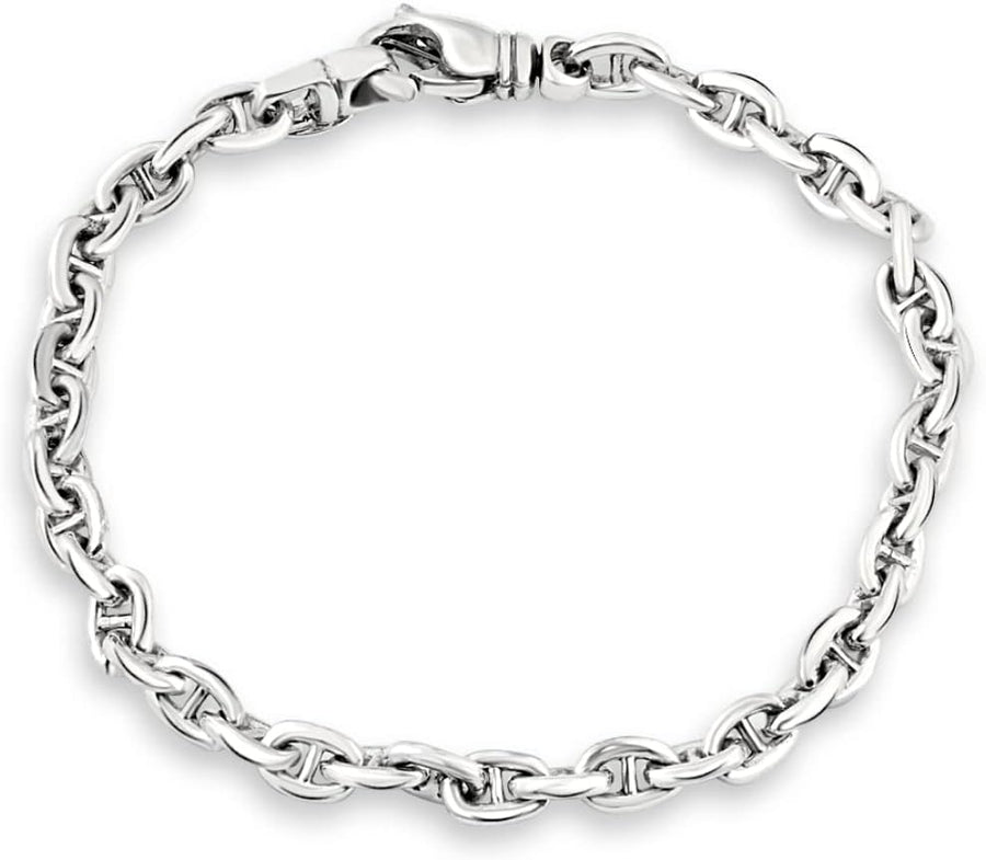 [18K, 22 Gram] Solid White Gold 5.5Mm Bracelet With Anchor Link Chain