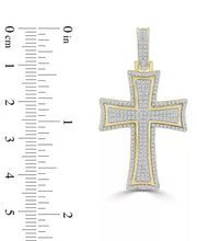 [10K, 1/2 Ct. T.W] Gold Men's Diamond Pavã© Flared Cross Pendant