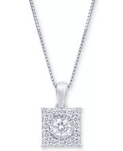 Diamond Square Halo 18" Pendant Necklace (1/3 Ct. T.W.) in 14K White, Yellow or Rose Gold