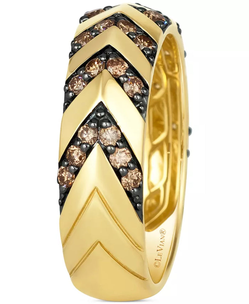 [14K , 3/4 Ct. T.W.] Gold Chocolatierâ® Men's Chocolate Diamond Chevron Band