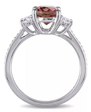 [14K] White Gold Pink Tourmaline (2 Ct. T.W.) & Diamond (5/8 Ct. T.W.) 3-Stone Ring