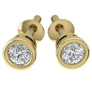 [14K, 0.40 Ct] Gold Solitaire Natural Diamond Stud Earrings With Screw Backs