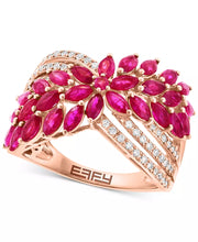 [14K] Rose Gold EFFYÂ® Ruby (2-3/8 Ct. T.W.) & Diamond (5/8 Ct. T.W.) Flower Crossover Ring